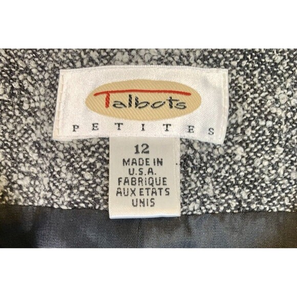 Talbots Petites Lambs Wool Blend White Black Tweed Blazer Women’s Size 12 - Picture 2 of 6